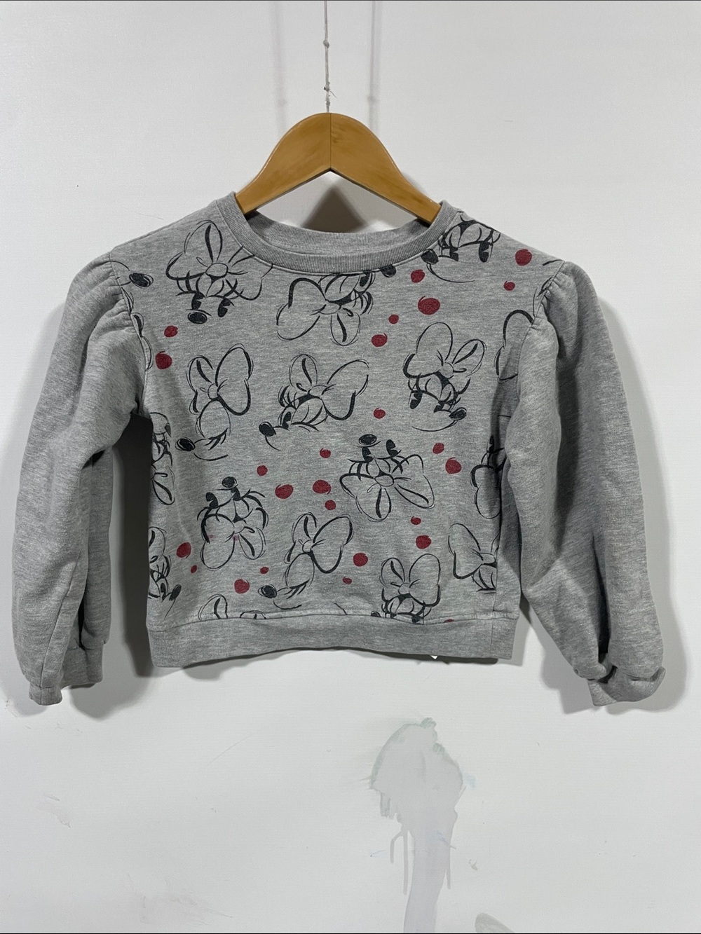 Disney Grey Sweatshirt with Minnie Outline Print and Red Dot Details